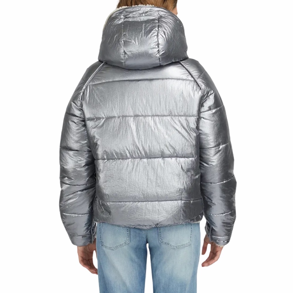 NVLT Silver Reversible Down Puffer Sherpa Jacket - Picture 2 of 16